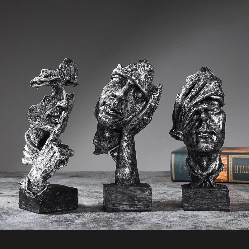 See No Evil, Hear No Evil, Say No Evil Human Face Decoration Sculpture