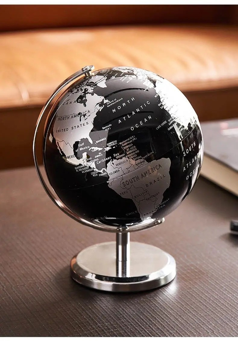 360° Rotating 30cm Metal Base World Map